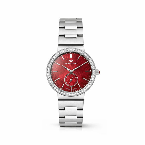 Franklord Callista Ruby | Red Mother-of-Pearl Diamond Bezel Watch for Women