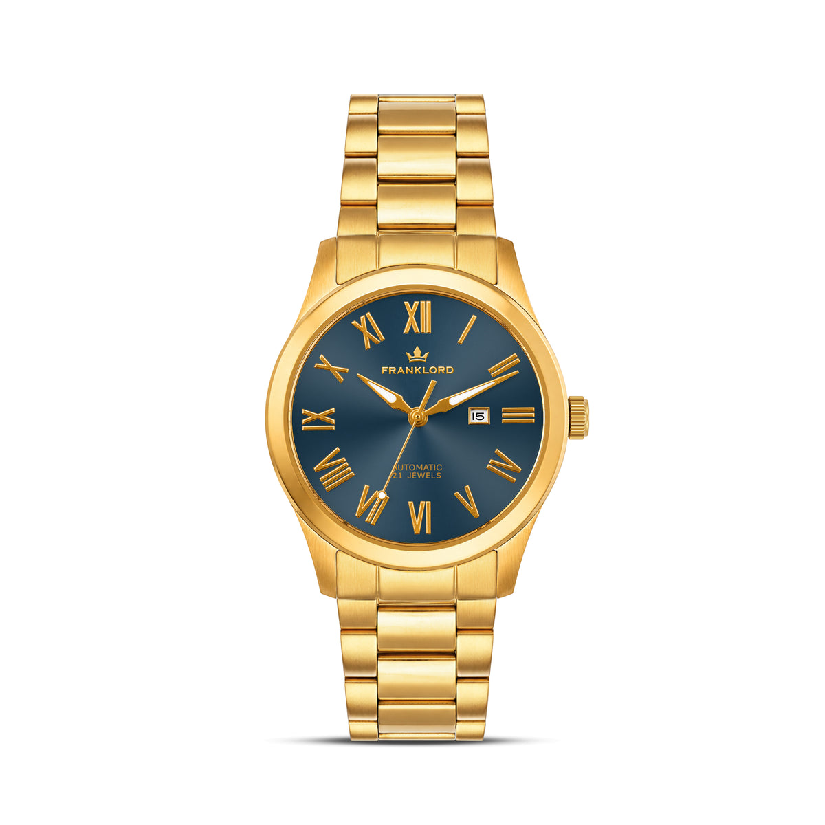 Franklord Ladies Maha Vastu Automatic – Gold Blue Dial Watch for Women | 316L Steel
