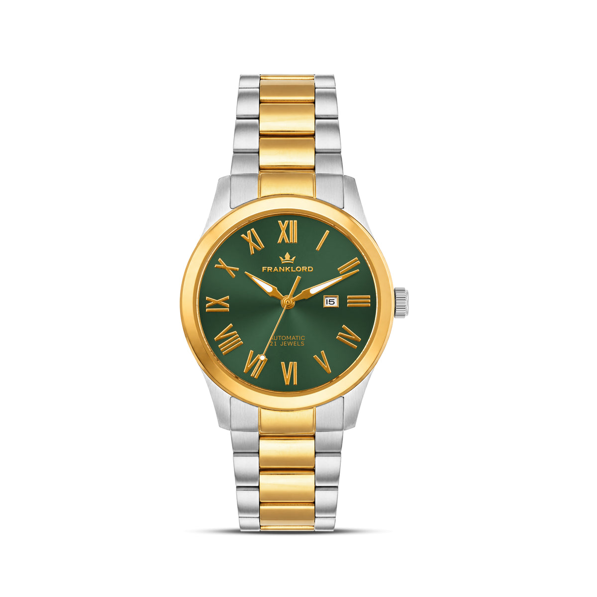 Franklord Ladies Maha Vastu Automatic – Two-Tone Green Dial Watch for Women | 316L Steel
