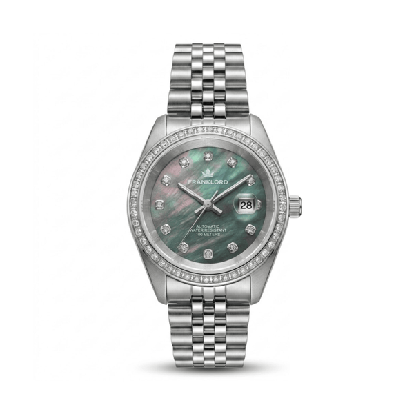 Franklord Empress Emerald Green & Silver - Women's Automatic Watch in Silver