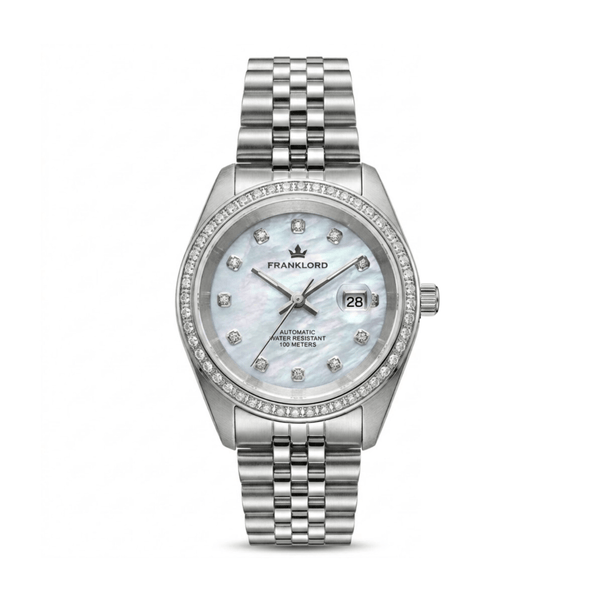 Franklord Empress Pearl White - Women's Automatic Watch in Silver