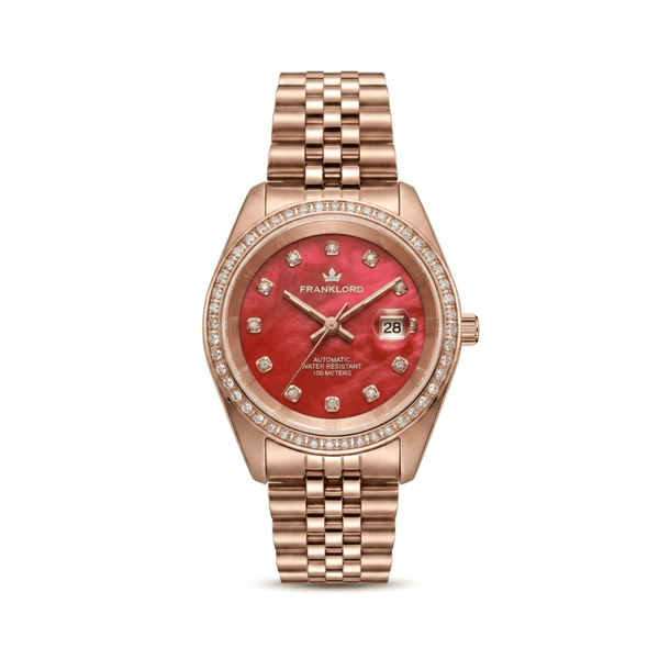 Franklord Empress Ruby Red - Women's Automatic Watch in Rose Gold