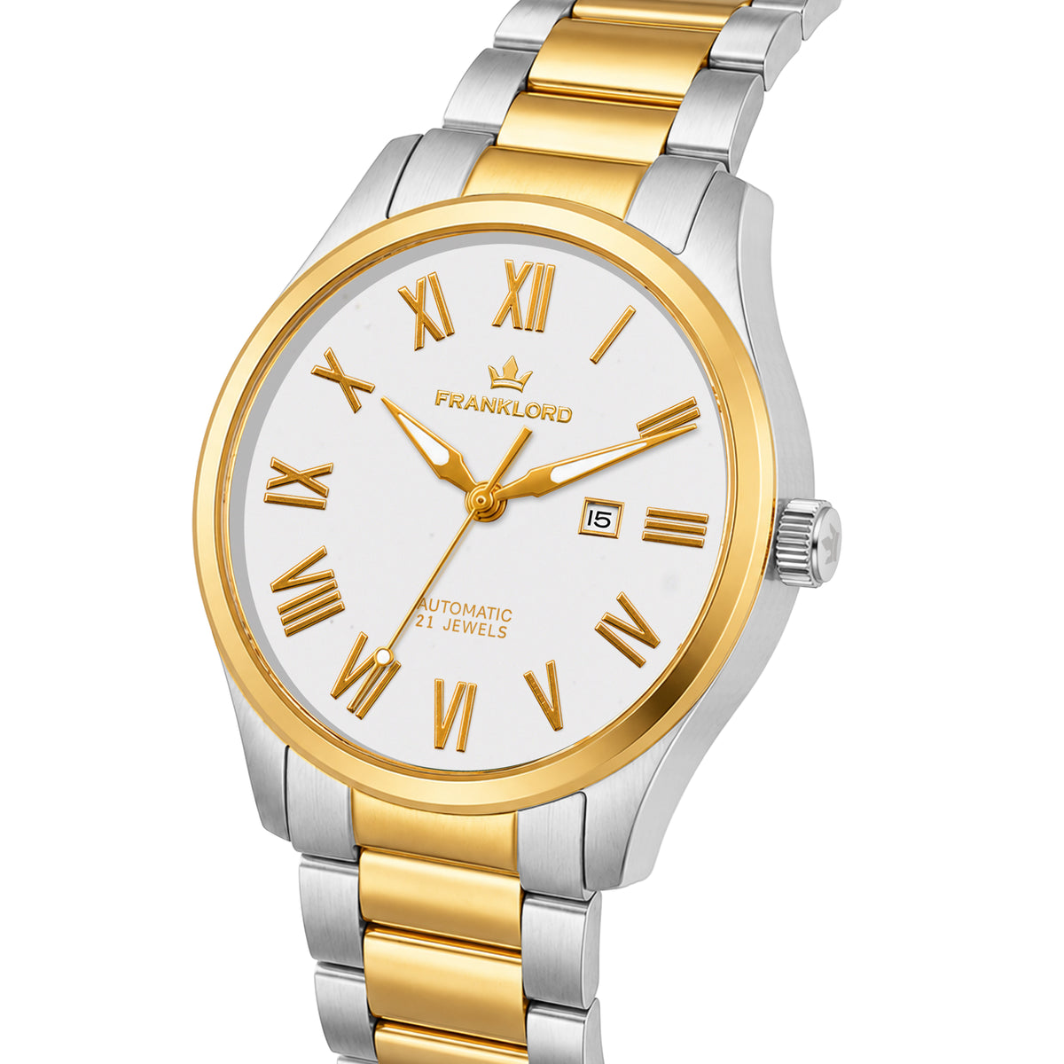 Franklord Maha Vastu Couple Watch Set – Two-Tone White His & Hers Automatic | Matching Pair