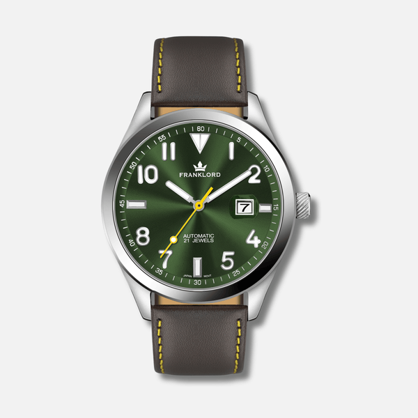 Franklord Regal Sapphire Signature - Emarald Pulse Leather Luxury Automatic Watch