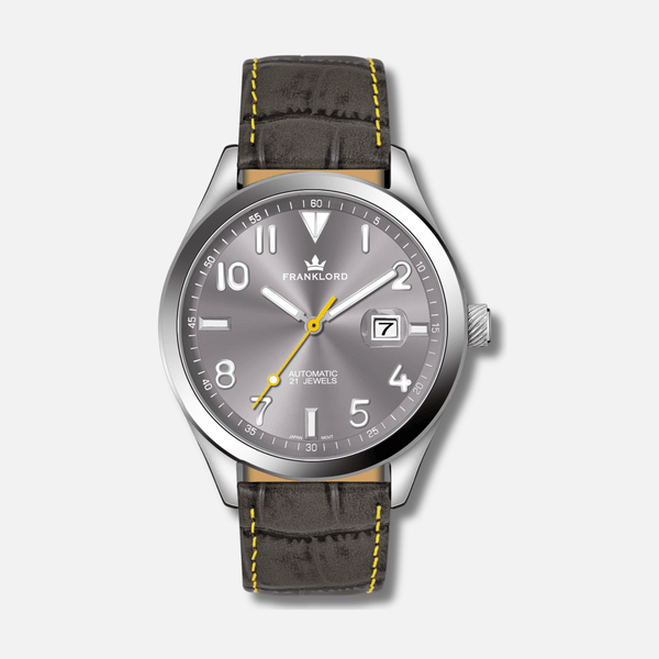 Franklord Regal Sapphire Signature - Steel Blaze Leather Luxury Automatic Watch