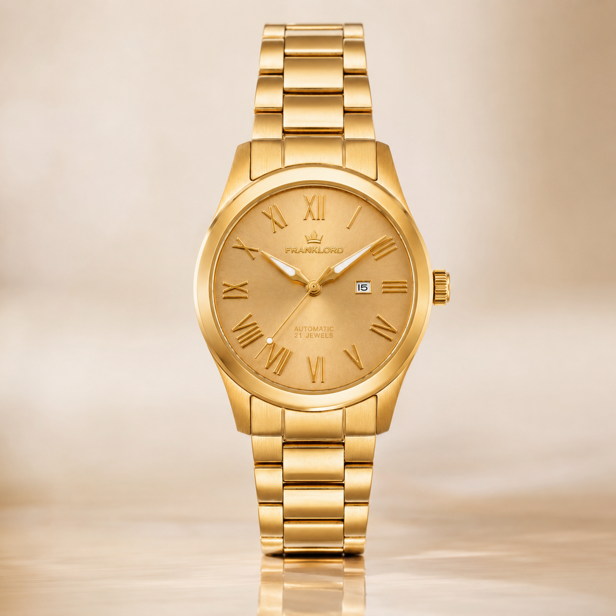 Franklord Ladies Maha Vastu Automatic – Gold Champagne Dial Watch for Women | 316L Steel