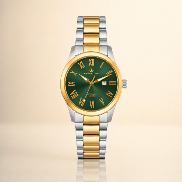 Franklord Ladies Maha Vastu Automatic – Two-Tone Green Dial Watch for Women