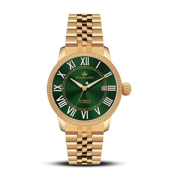 Franklord Majestic Aura 2.0 - Green in Gold | Luxury Automatic Watch For Men