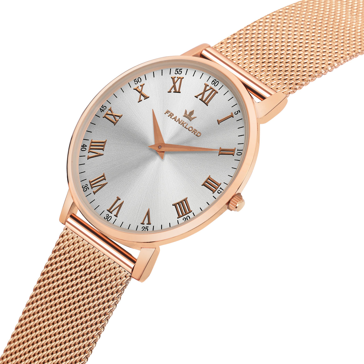 Franklord Classique Rose - Milanese Bracelet | Slim Men's Rose Gold Watch