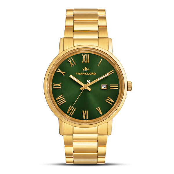 Franklord Mens Maha Vastu Watch – Emerald Green In Gold 2.0