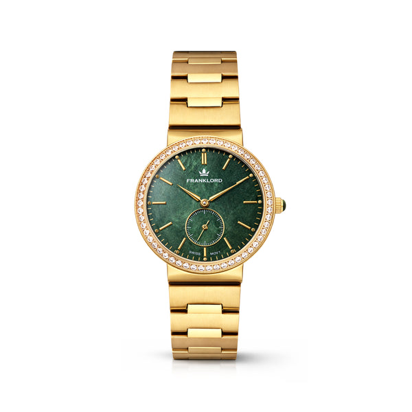 Franklord Callista Jade | Green Mother-of-Pearl Diamond Bezel Watch for Women