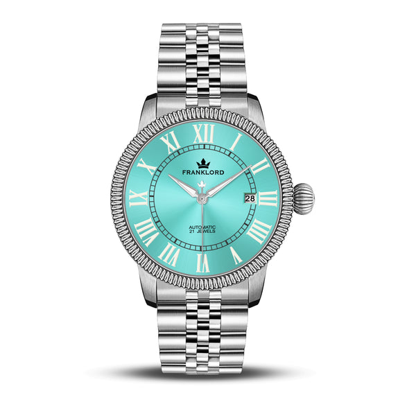 Franklord Majestic Aura 2.0 - Tiffany Blue in Silver | Luxury Automatic Watch For Men