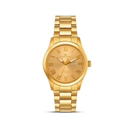 Franklord Ladies Maha Vastu Automatic – Gold Champagne Dial Watch for Women | 316L Steel