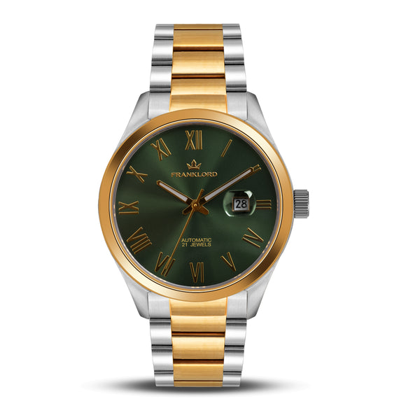 Franklord Regal Sapphire Roman Green Two Tone | Maha Vastu Timepiece of Growth & Balance