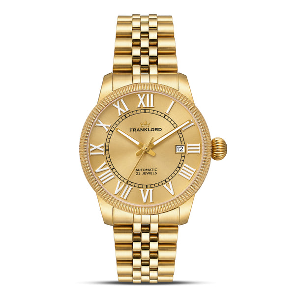 Franklord Majestic Aura 2.0 - Gold in Gold | Luxury Automatic Watch For Men