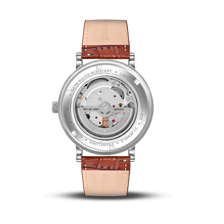 Franklord Heritage Open Heart – Crystal White | Iconic White Dial Automatic Watch for Men - Franklord Watches