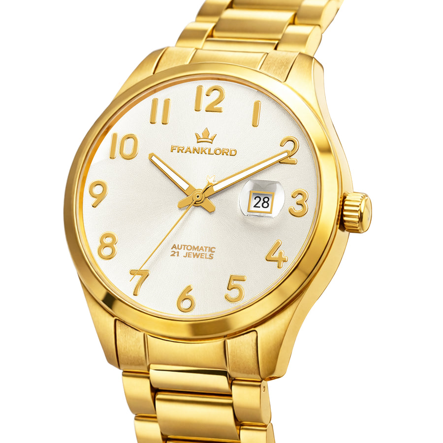 Franklord Maha Vastu Pearl White – White Dial Automatic Watch for Men