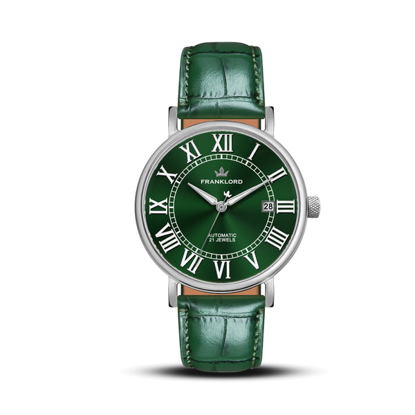 Franklord Eternal Roman Automatic – Emerald Steel Edition | Miyota 8215 Luxury 21-Jewel Dress Watch