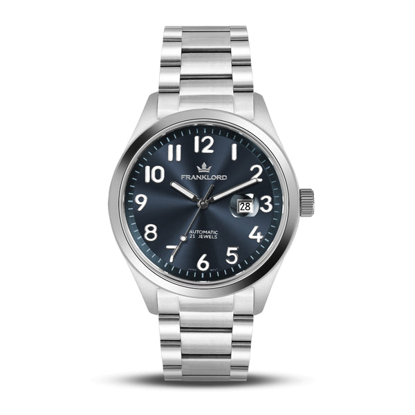 Franklord Regal Sapphire Vanguard - Blue On Silver | Luxury Automatic Watch For Men