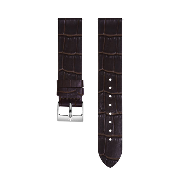 Franklord Classic Brown 20mm Genuine Leather Watch Strap – Premium Croc Texture | Quick Release Band