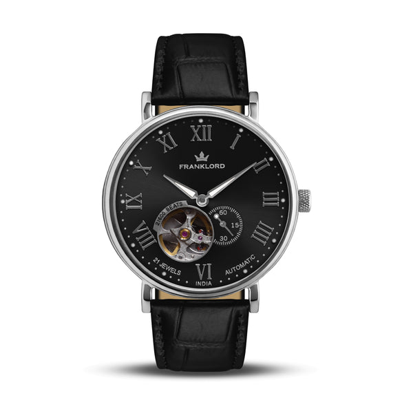 Franklord Heritage Open Heart – Black Shadow | Men’s Black Dial Automatic Watch
