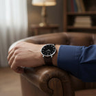 Franklord Classique Onyx - Leather Strap | Slim Black Dial Watch for Men