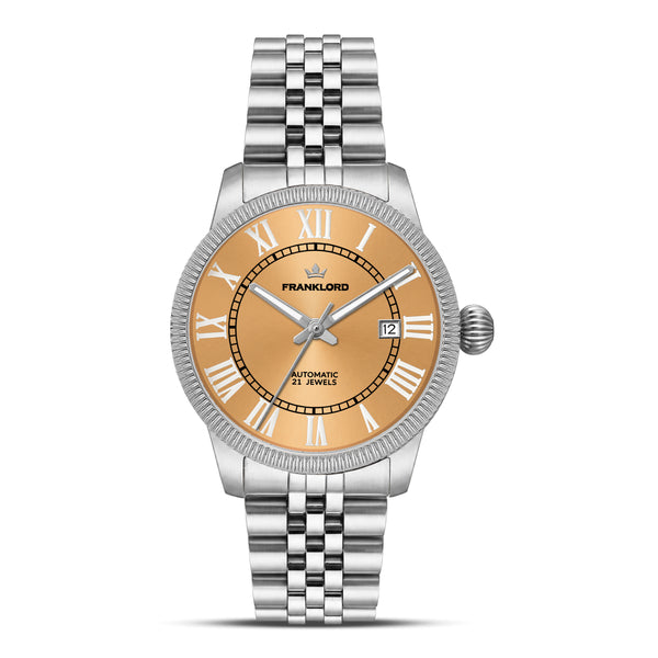 Franklord Majestic Aura 2.0 - Magical Yellow in Silver | Luxury Automatic Watch For Men