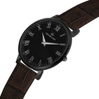 Franklord Classique Eclipse - Brown Leather | All Black Men's Slim Watch