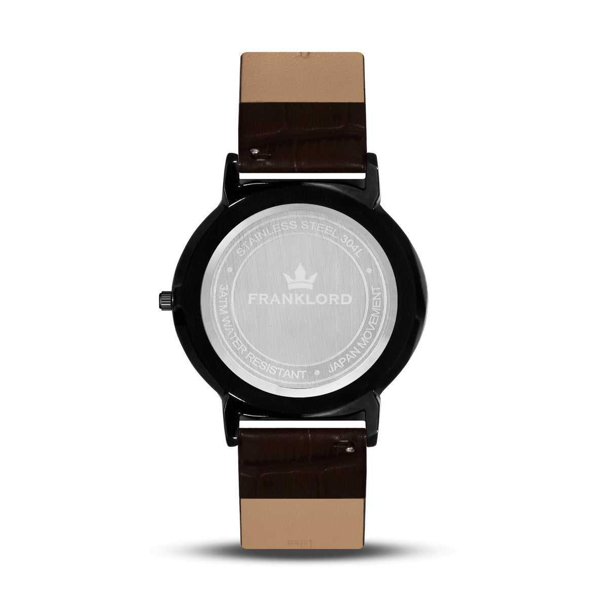 Franklord Classique Eclipse - Brown Leather | All Black Men's Slim Watch