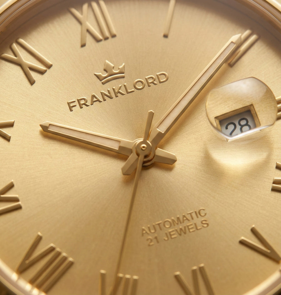 Franklord Regal Sapphire Roman Gold in Gold | Maha Vastu-Inspired Timepiece for Prosperity