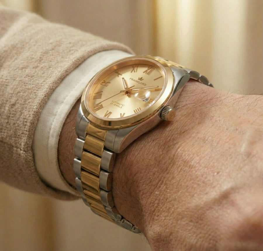 Franklord Regal Sapphire Roman Gold Two Tone | Maha Vastu Timepiece of Growth & Balance