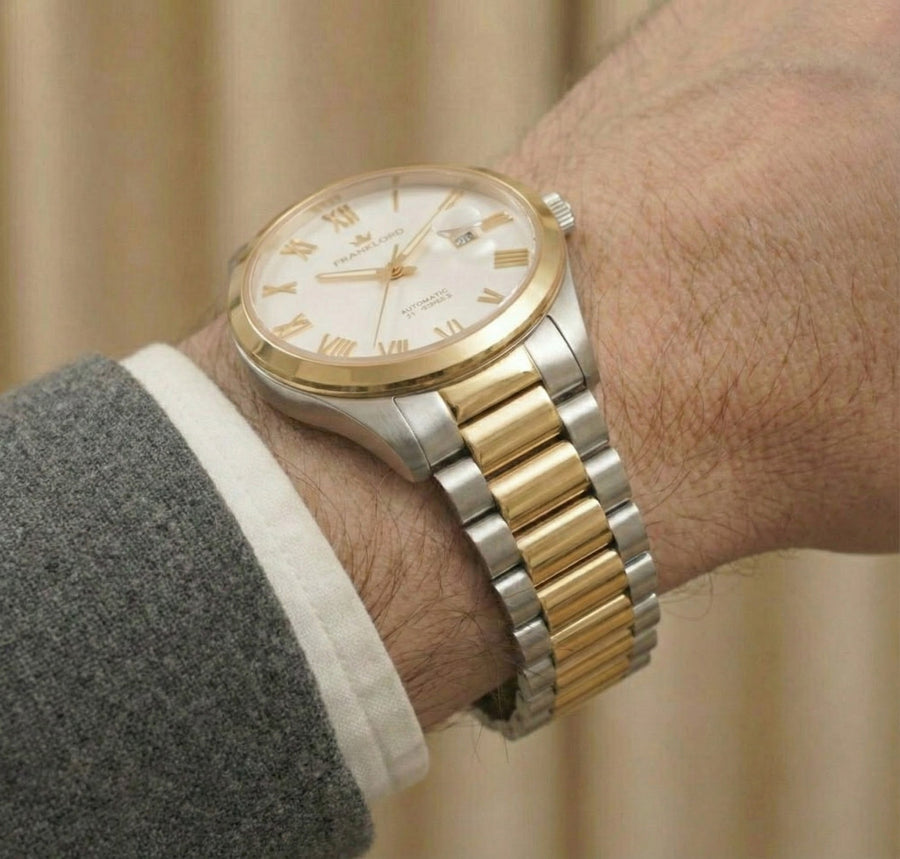 Franklord Regal Sapphire Roman White Two Tone | Maha Vastu Timepiece of Growth & Balance