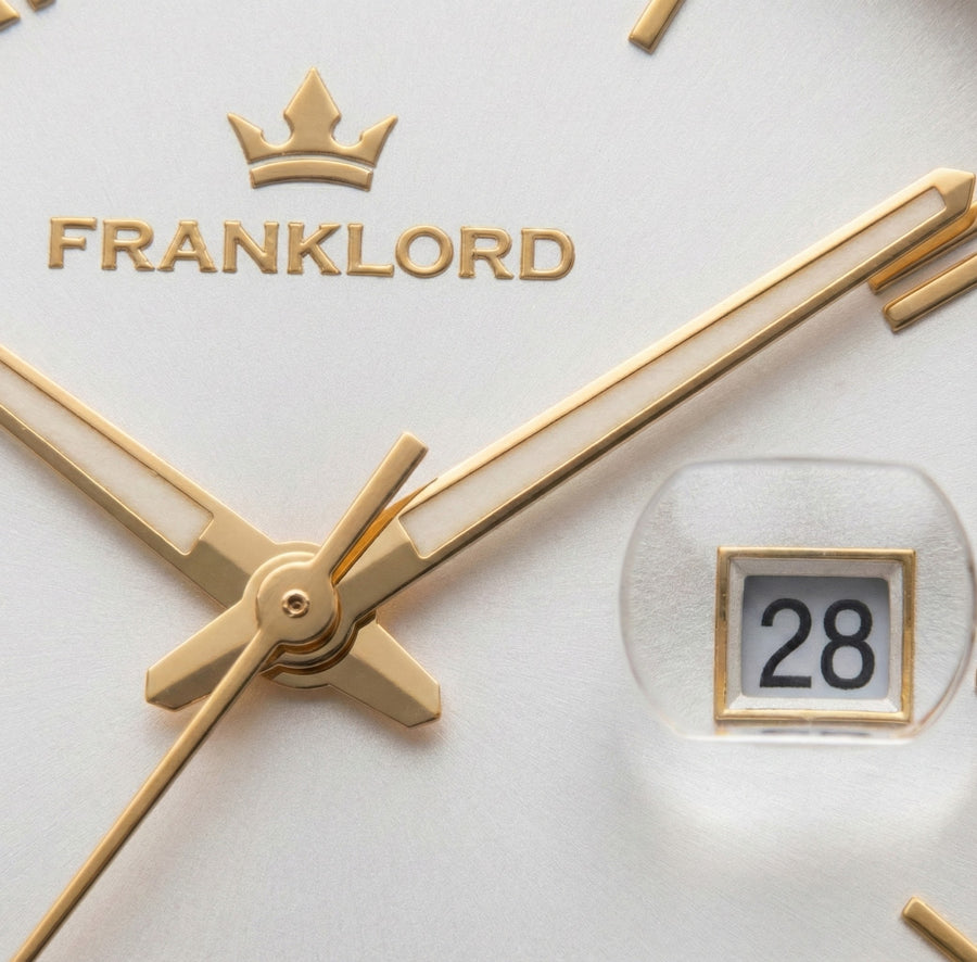 Franklord Regal Sapphire Roman White in Gold | Maha Vastu-Inspired Timepiece for Prosperity