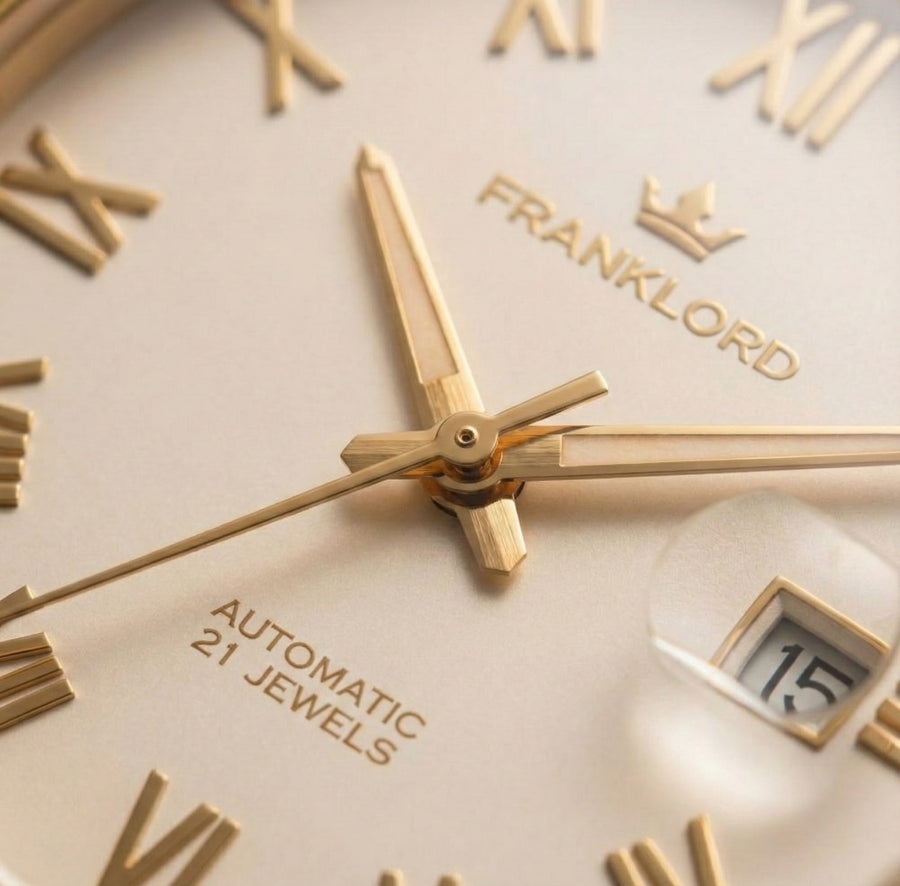 Franklord Regal Sapphire Roman White in Gold | Maha Vastu-Inspired Timepiece for Prosperity