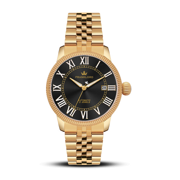 Franklord Majestic Aura 2.0 - Black in Gold | Luxury Automatic Watch For Men