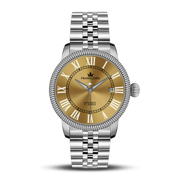 Franklord Majestic Aura 2.0 - Magical Yellow in Silver | Luxury Automatic Watch For Men