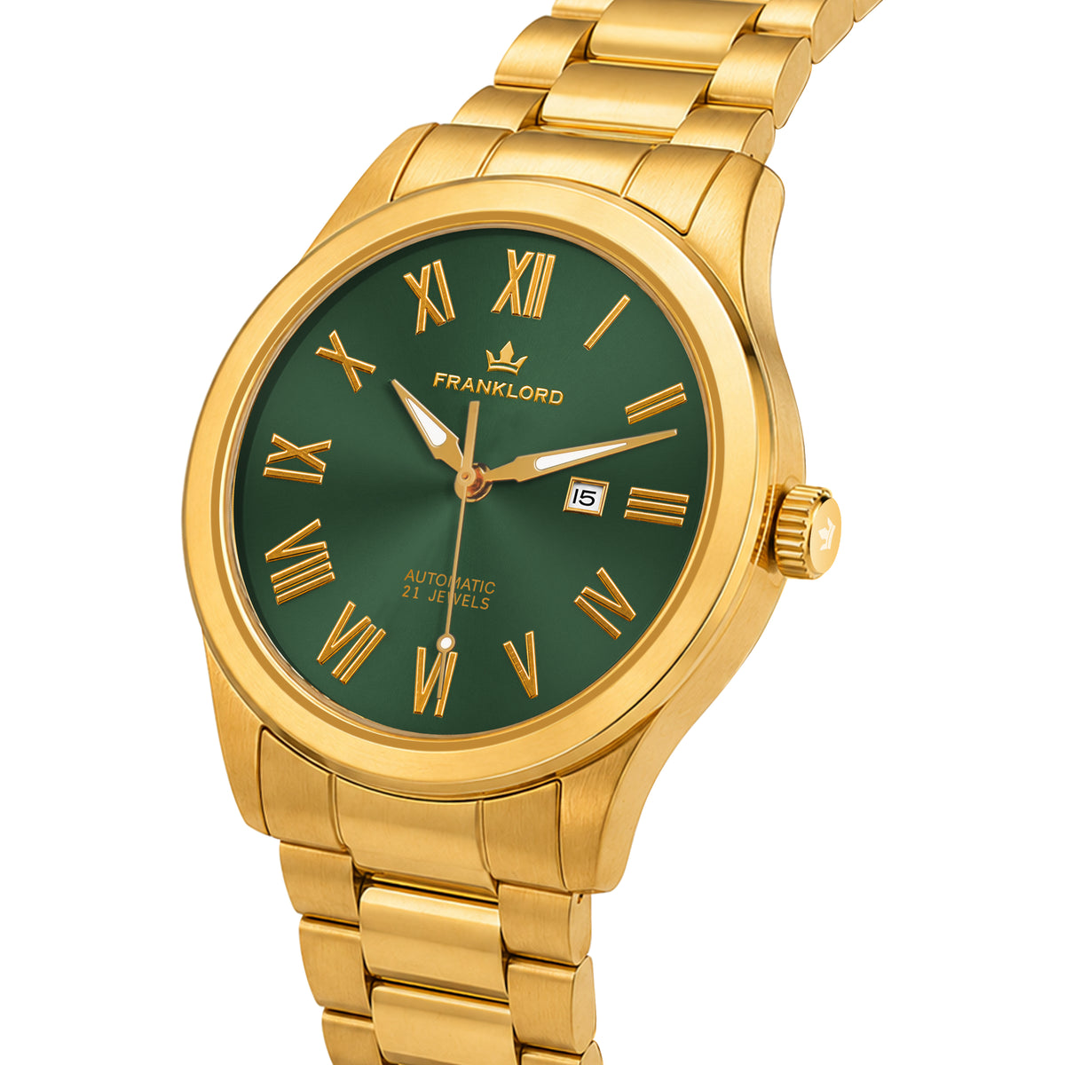 Franklord Ladies Maha Vastu Automatic – Gold Green Dial Watch for Women | 316L Steel