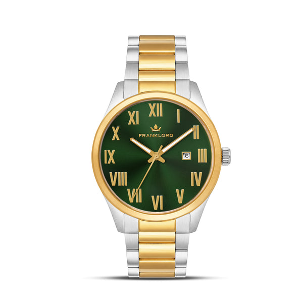 Franklord Regal Sapphire Roman Gold Two-Tone Automatic Watch – Emerald Harmony
