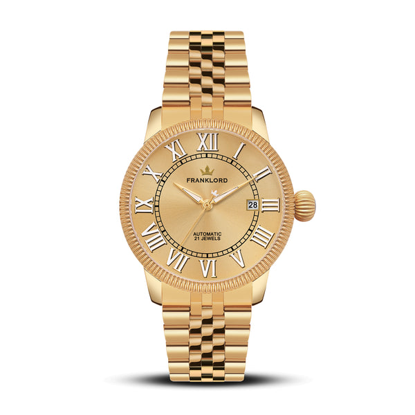Franklord Majestic Aura 2.0 - Gold in Gold | Luxury Automatic Watch For Men