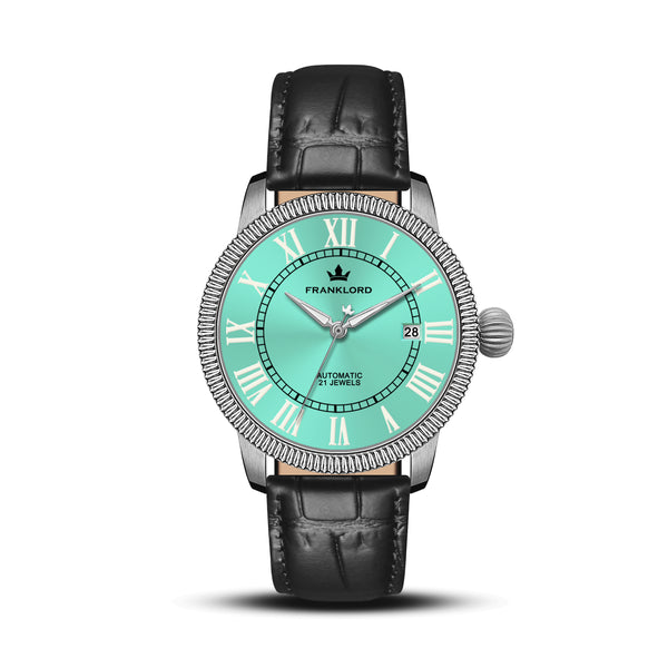 Franklord Majestic Aura 2.0 - Tiffany in Silver Leather | Luxury Automatic Watch For Men