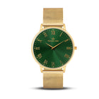 Franklord Classique Emerald - Milanese Bracelet | Slim Green Dial Gold Watch for Men