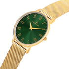 Franklord Classique Emerald - Milanese Bracelet | Slim Green Dial Gold Watch for Men