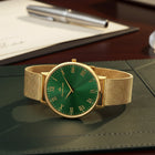 Franklord Classique Emerald - Milanese Bracelet | Slim Green Dial Gold Watch for Men