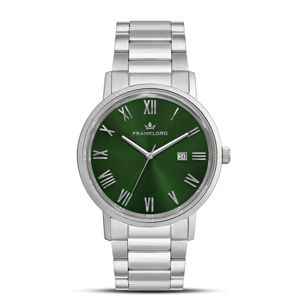Franklord Mens Maha Vastu Watch – Emerald Green in Steel 2.0