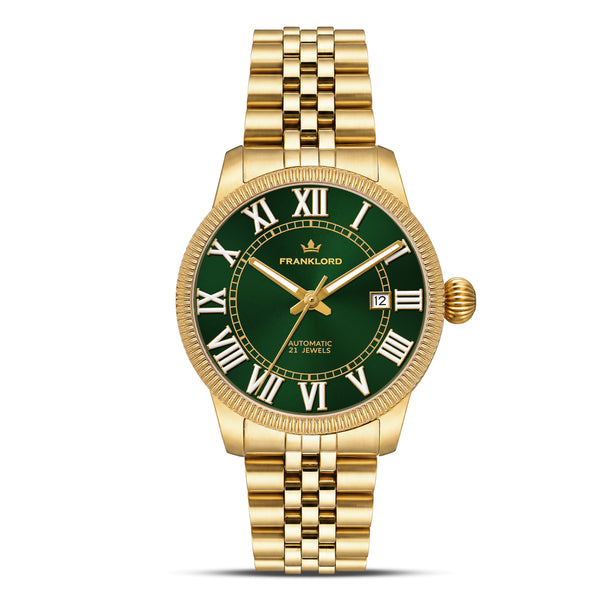 Franklord Majestic Aura 2.0 - Green in Gold | Luxury Automatic Watch For Men