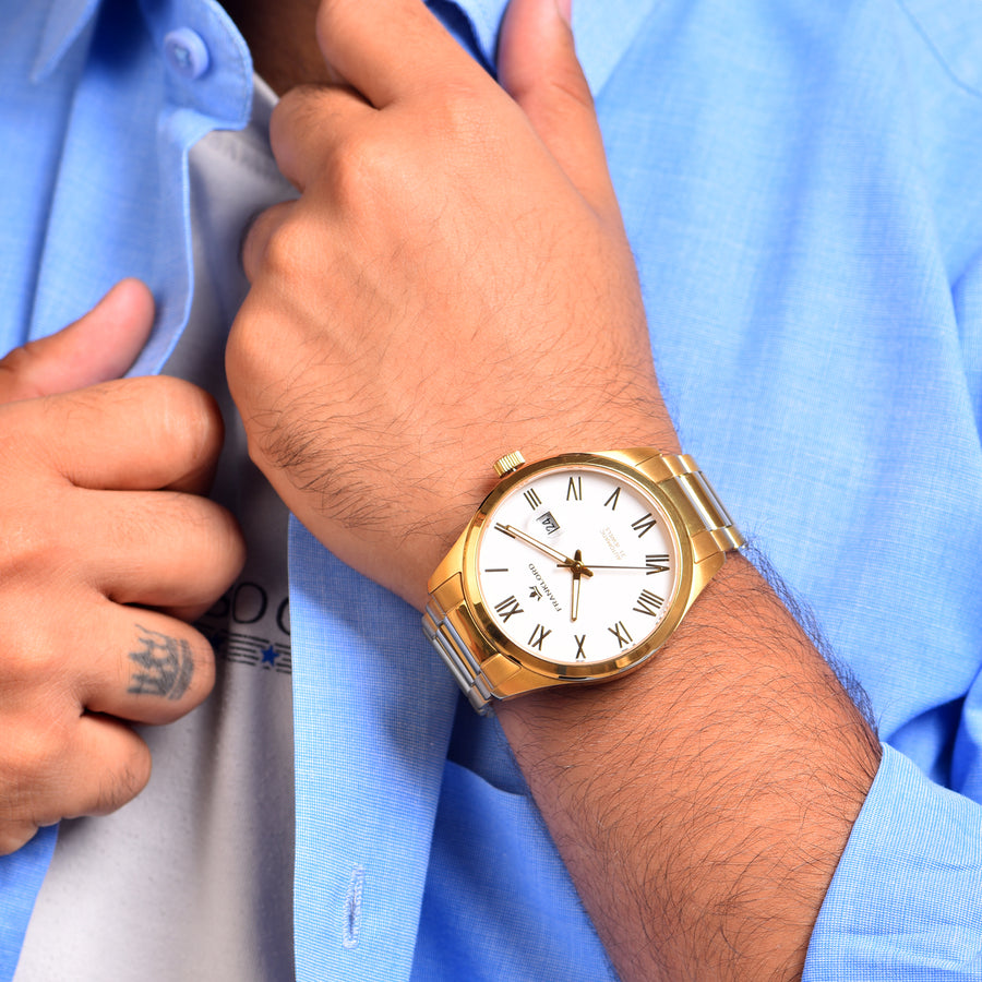 Franklord Regal Sapphire Roman White Two Tone | Maha Vastu Timepiece of Growth & Balance