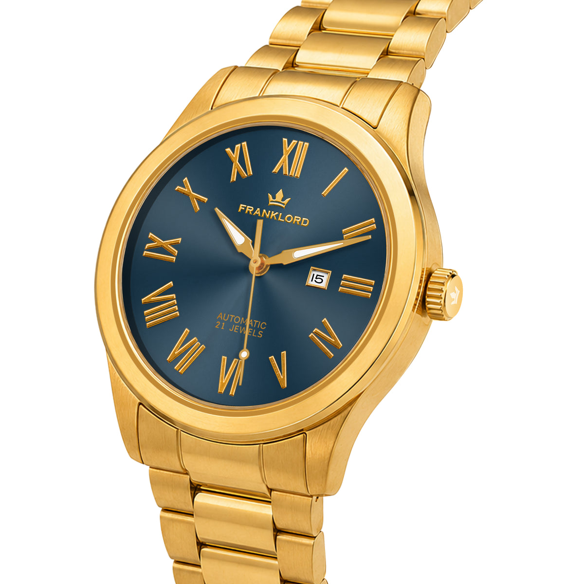 Franklord Ladies Maha Vastu Automatic – Gold Blue Dial Watch for Women | 316L Steel