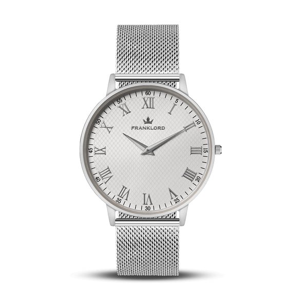 Franklord Classique Sterling - Milanese Bracelet | Classic Silver Watch for Men