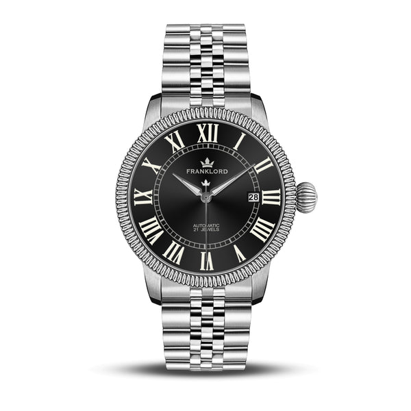 Franklord Majestic Aura 2.0 - Black in Silver | Luxury Automatic Watch For Men