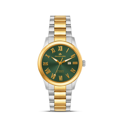 Franklord Ladies Maha Vastu Automatic – Two-Tone Green Dial Watch for Women | 316L Steel